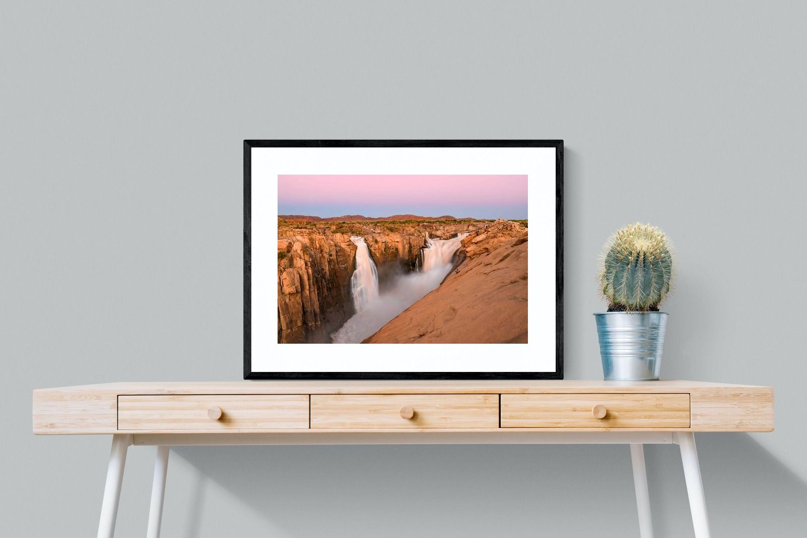 Namibian Falls-Wall_Art-80 x 60cm-Framed Print-Black-Pixalot