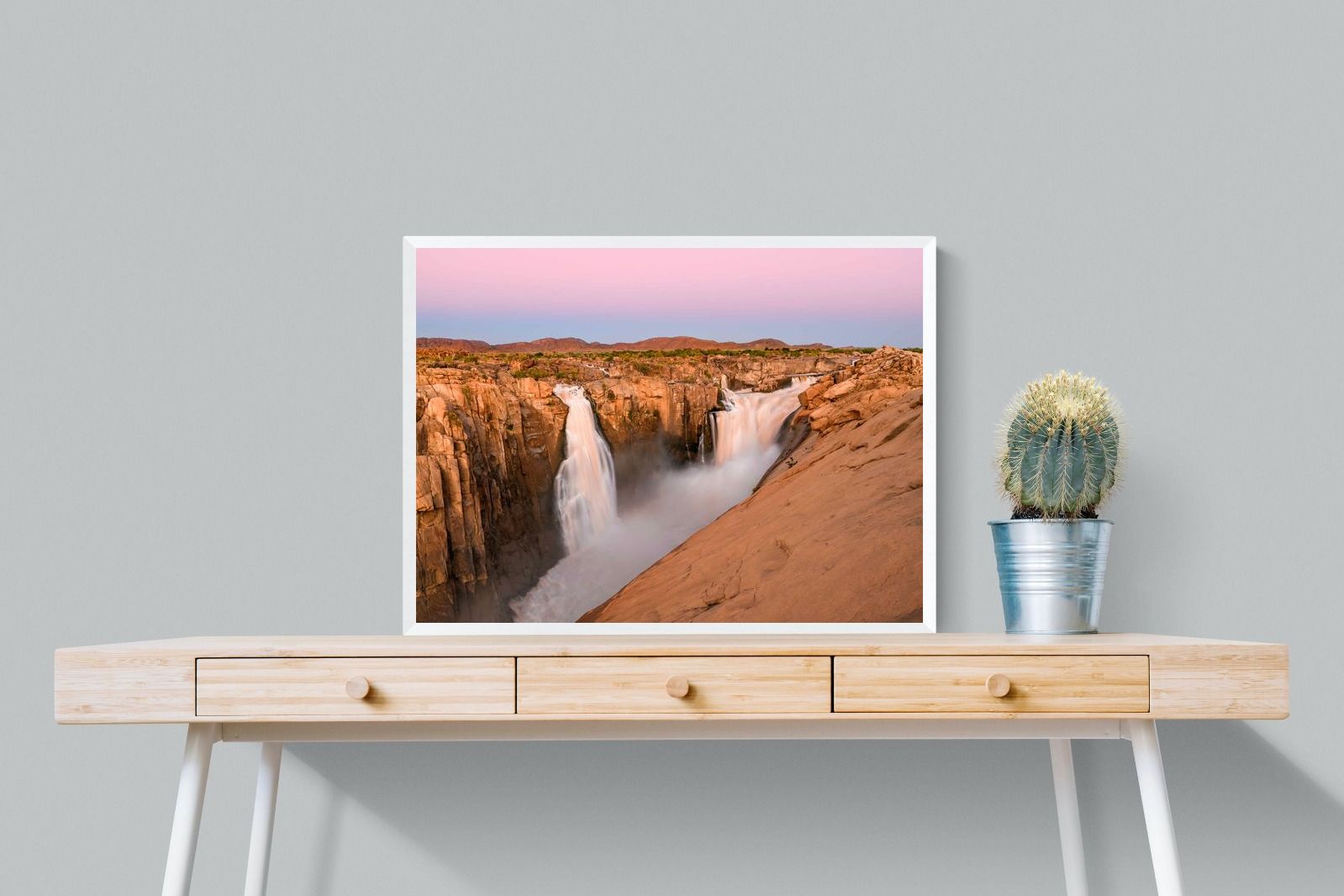 Namibian Falls-Wall_Art-80 x 60cm-Mounted Canvas-White-Pixalot