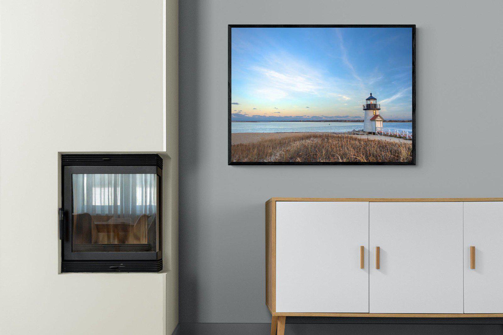 Nantucket Lighthouse-Wall_Art-100 x 75cm-Mounted Canvas-Black-Pixalot