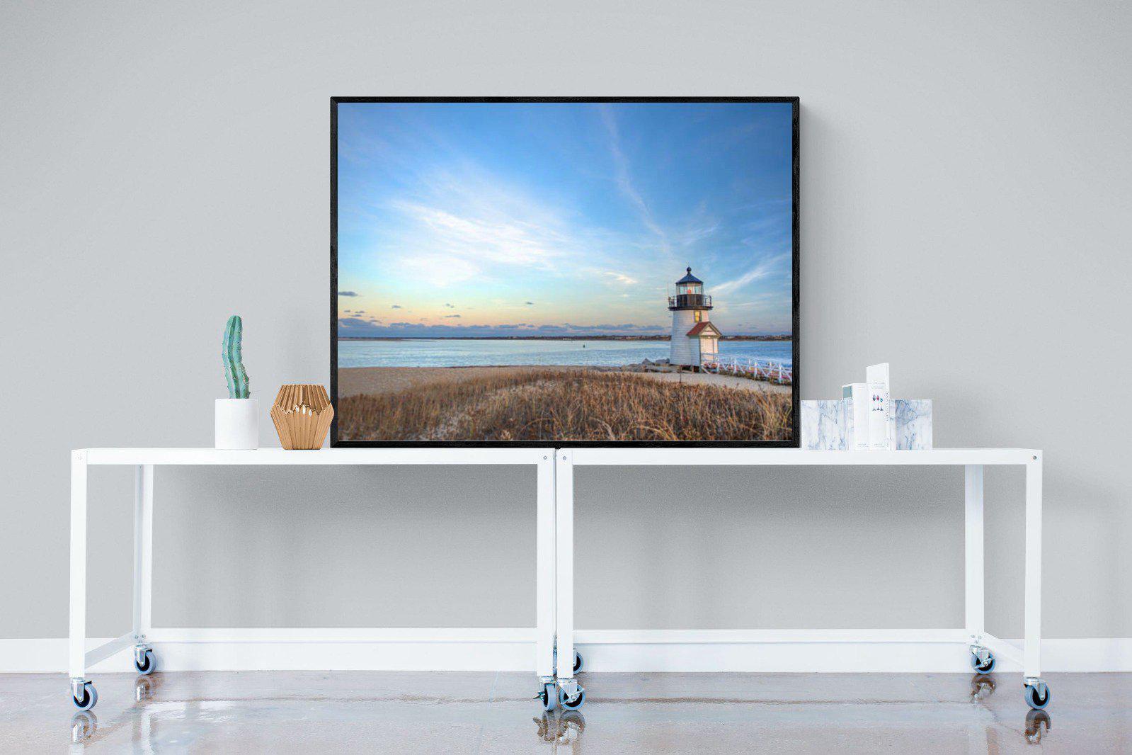 Nantucket Lighthouse-Wall_Art-120 x 90cm-Mounted Canvas-Black-Pixalot