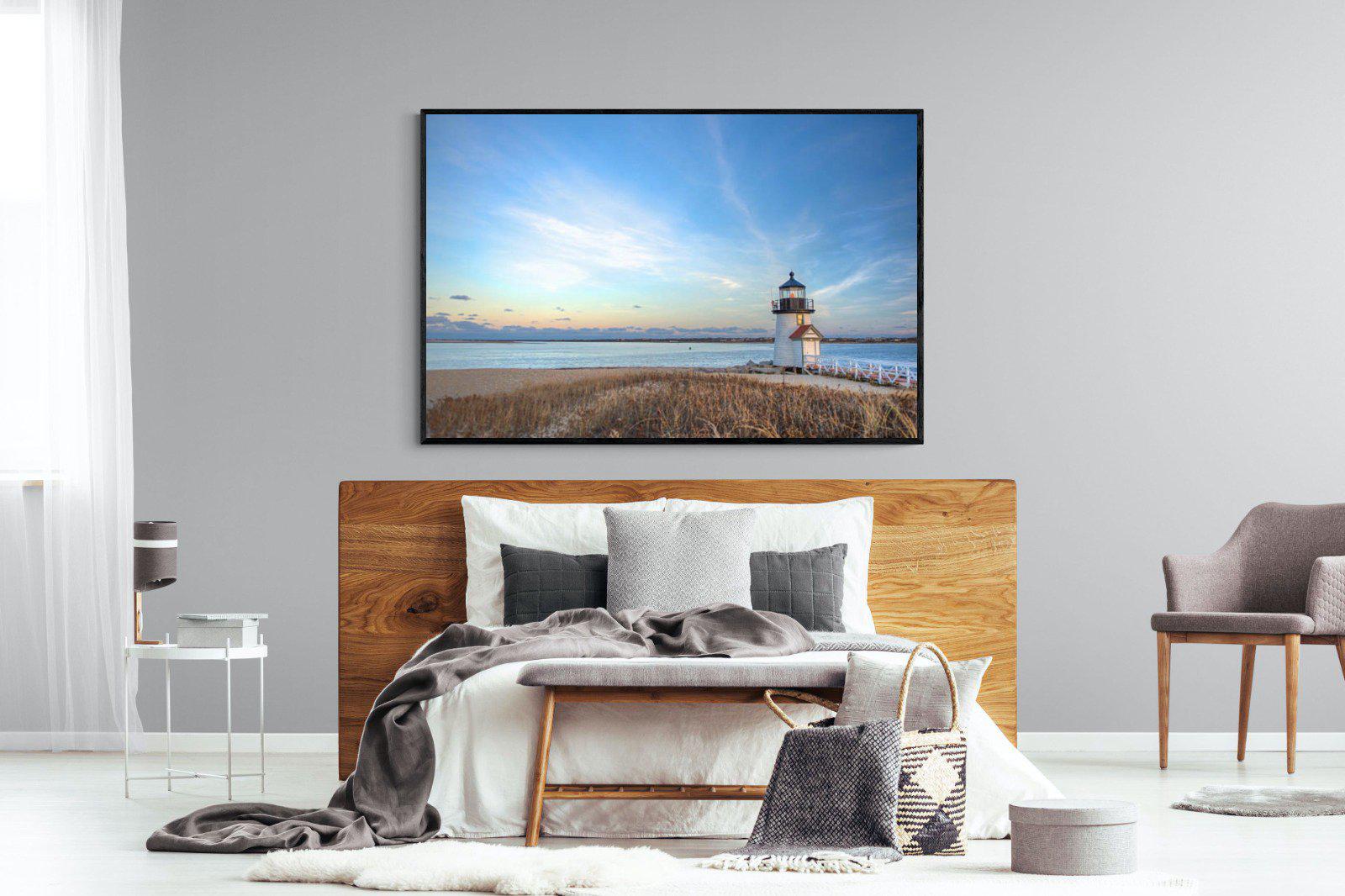 Nantucket Lighthouse-Wall_Art-150 x 100cm-Mounted Canvas-Black-Pixalot