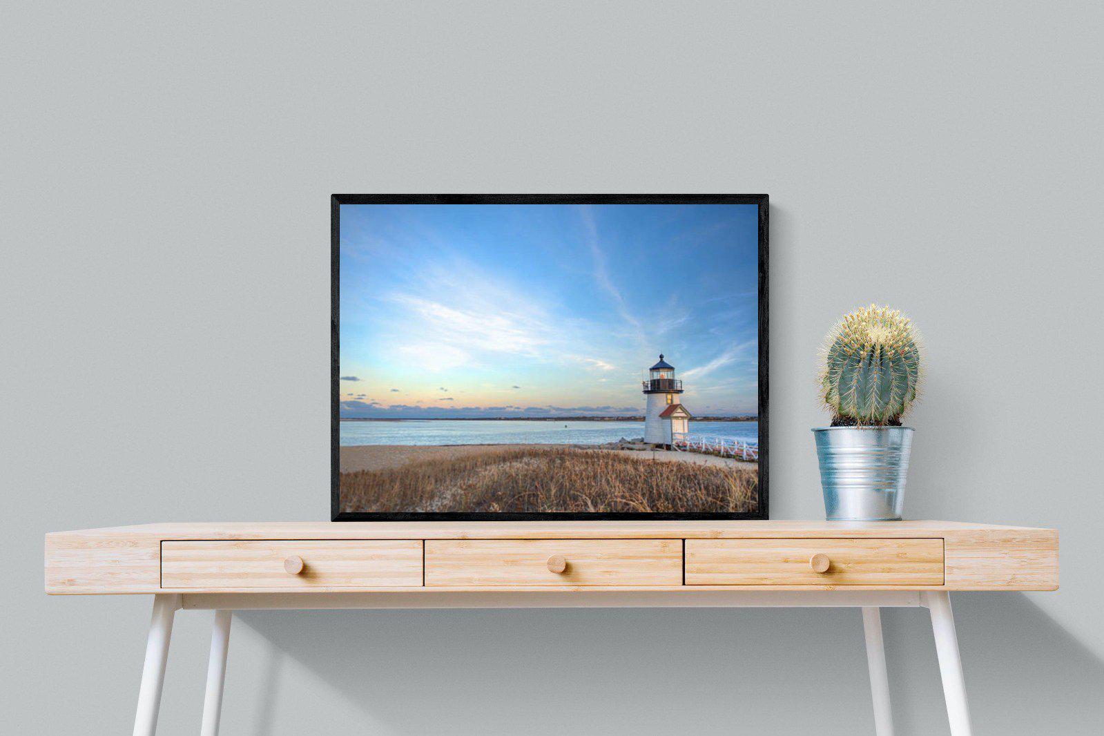 Nantucket Lighthouse-Wall_Art-80 x 60cm-Mounted Canvas-Black-Pixalot