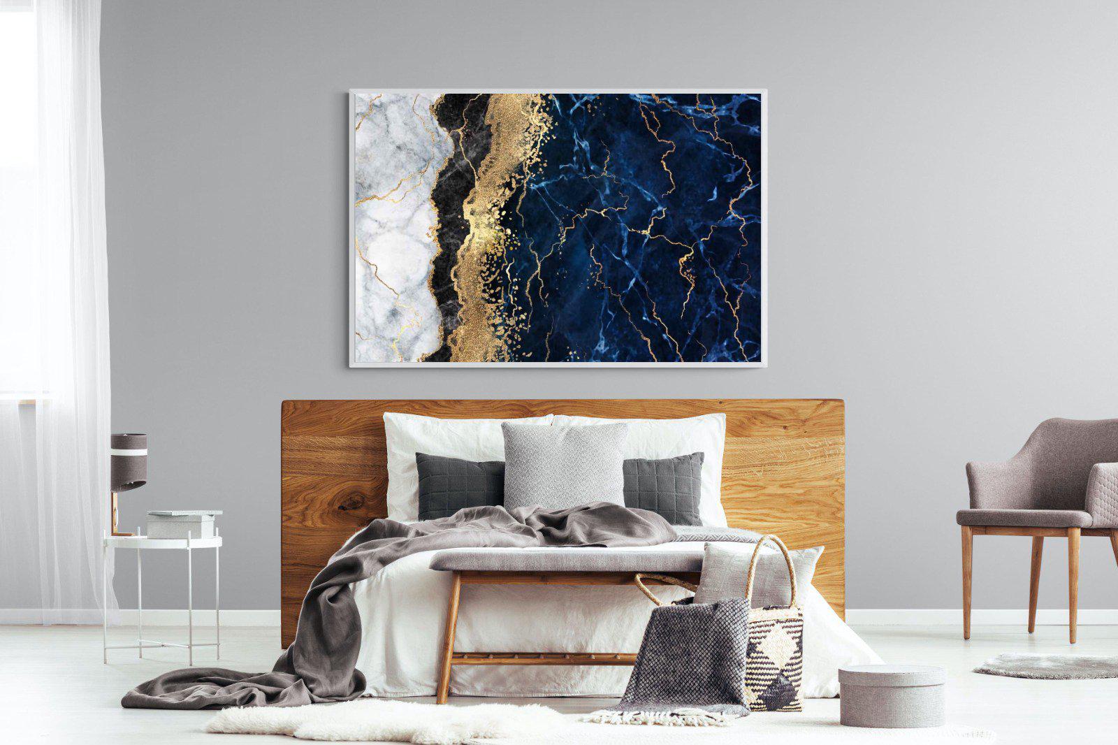 Navy & Gold-Wall_Art-150 x 100cm-Mounted Canvas-White-Pixalot