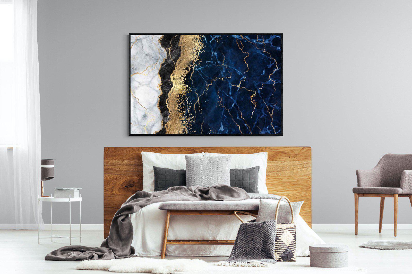 Navy & Gold-Wall_Art-150 x 100cm-Mounted Canvas-Black-Pixalot