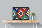Ndebele Beads-Wall_Art-80 x 60cm-Mounted Canvas-Black-Pixalot