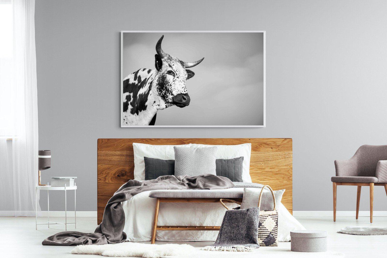 Nguni Bull-Wall_Art-150 x 100cm-Mounted Canvas-White-Pixalot