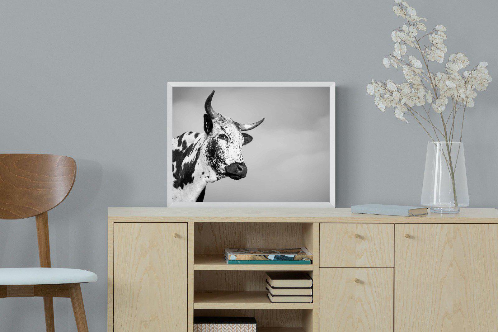 Nguni Bull-Wall_Art-60 x 45cm-Mounted Canvas-White-Pixalot