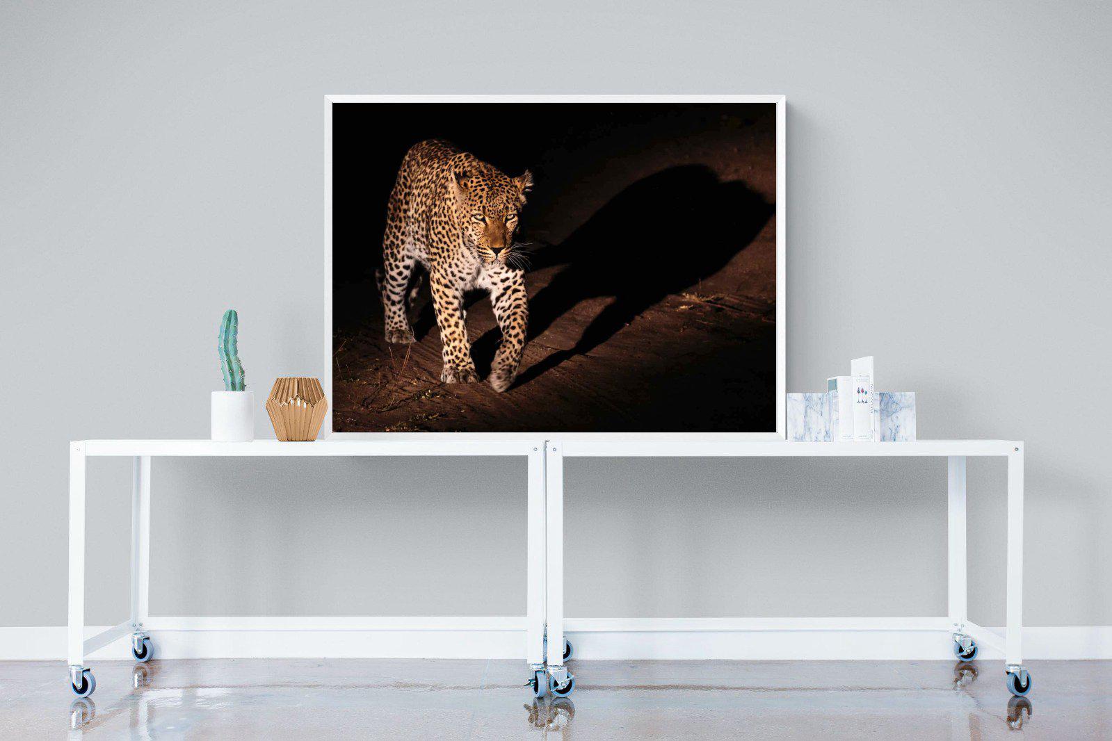 Night Leopard-Wall_Art-120 x 90cm-Mounted Canvas-White-Pixalot