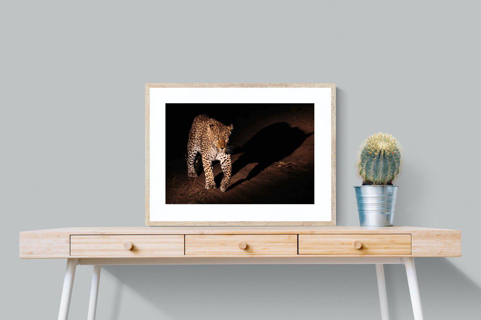 Night Leopard-Wall_Art-80 x 60cm-Framed Print-Wood-Pixalot