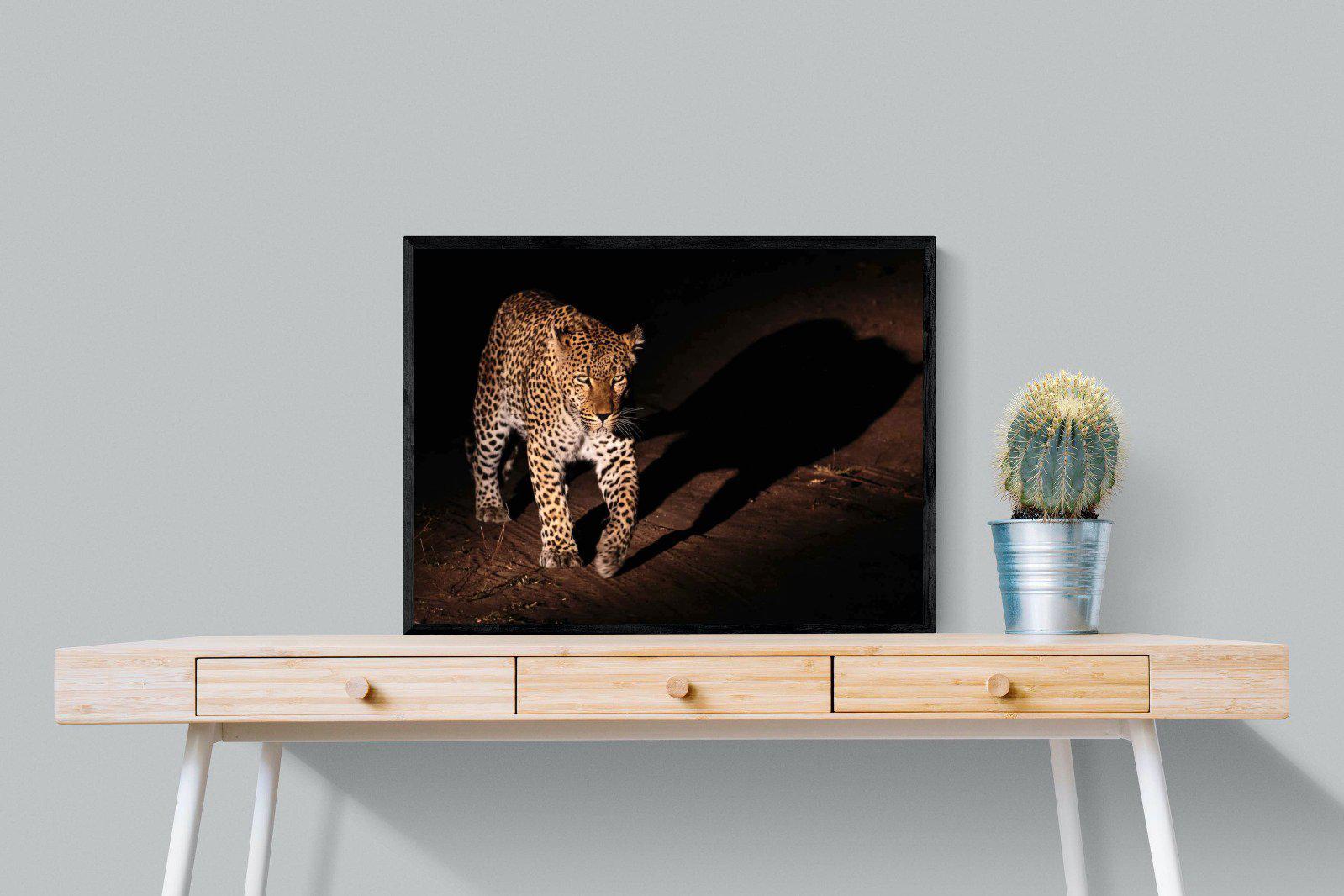 Night Leopard-Wall_Art-80 x 60cm-Mounted Canvas-Black-Pixalot