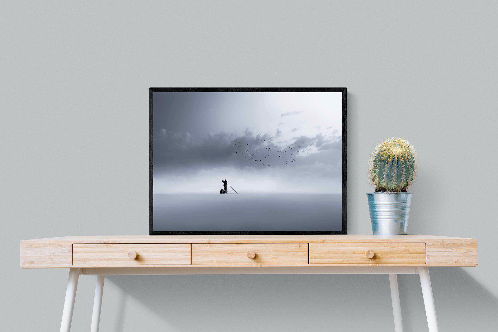 Oarsman-Wall_Art-80 x 60cm-Mounted Canvas-Black-Pixalot