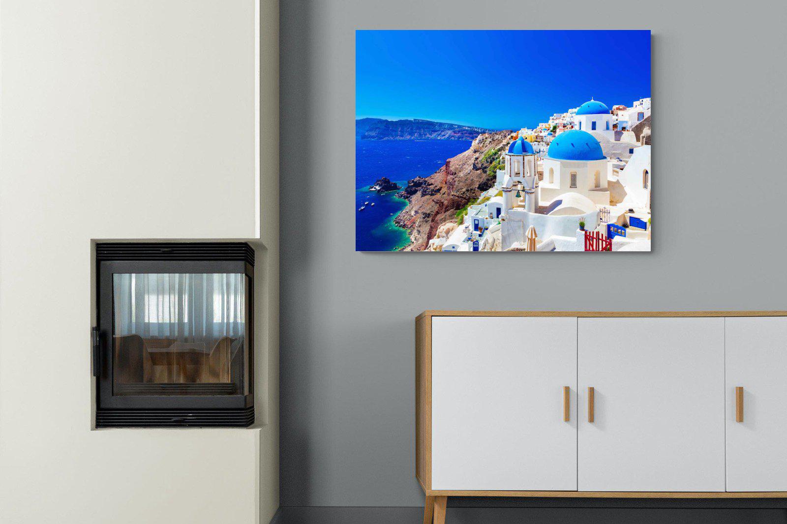 Oia Town-Wall_Art-100 x 75cm-Mounted Canvas-No Frame-Pixalot