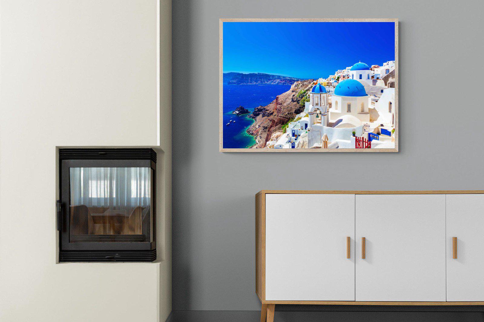 Oia Town-Wall_Art-100 x 75cm-Mounted Canvas-Wood-Pixalot