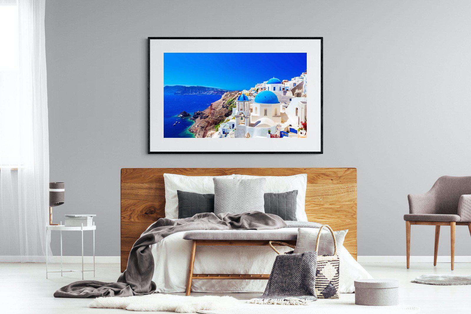 Oia Town-Wall_Art-150 x 100cm-Framed Print-Black-Pixalot