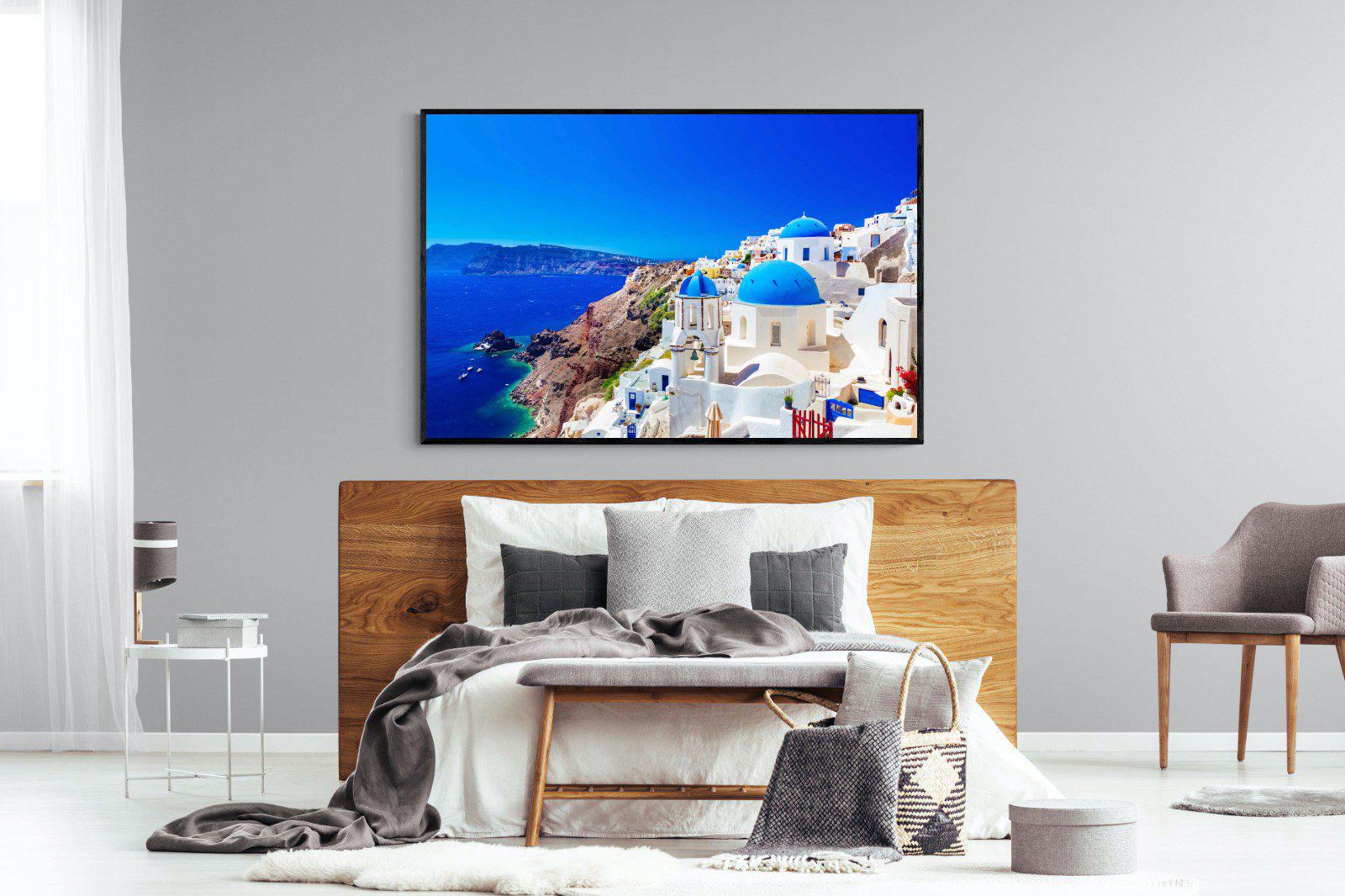 Oia Town-Wall_Art-150 x 100cm-Mounted Canvas-Black-Pixalot