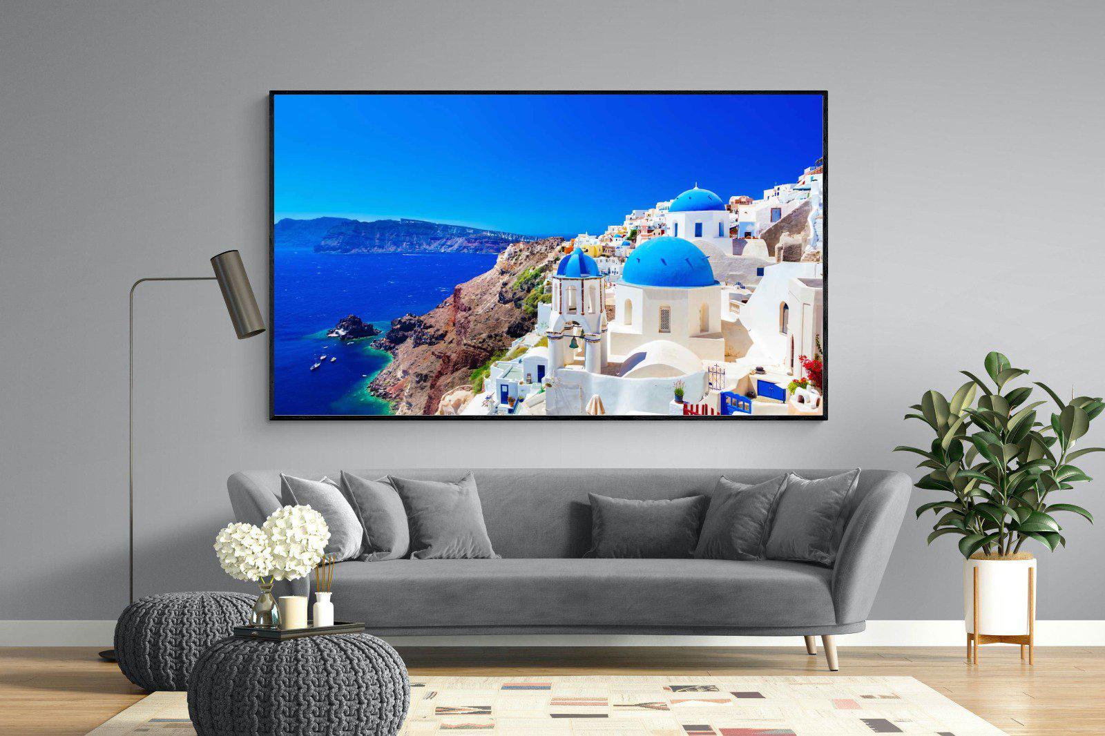 Oia Town-Wall_Art-220 x 130cm-Mounted Canvas-Black-Pixalot