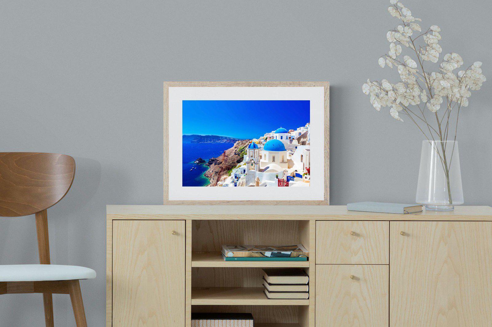 Oia Town-Wall_Art-60 x 45cm-Framed Print-Wood-Pixalot