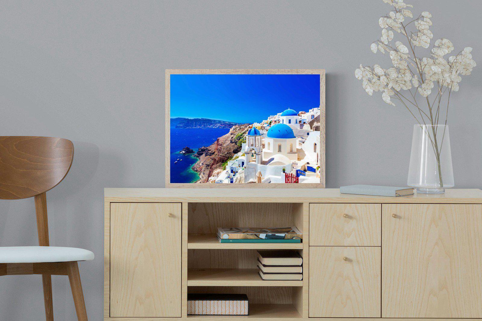 Oia Town-Wall_Art-60 x 45cm-Mounted Canvas-Wood-Pixalot