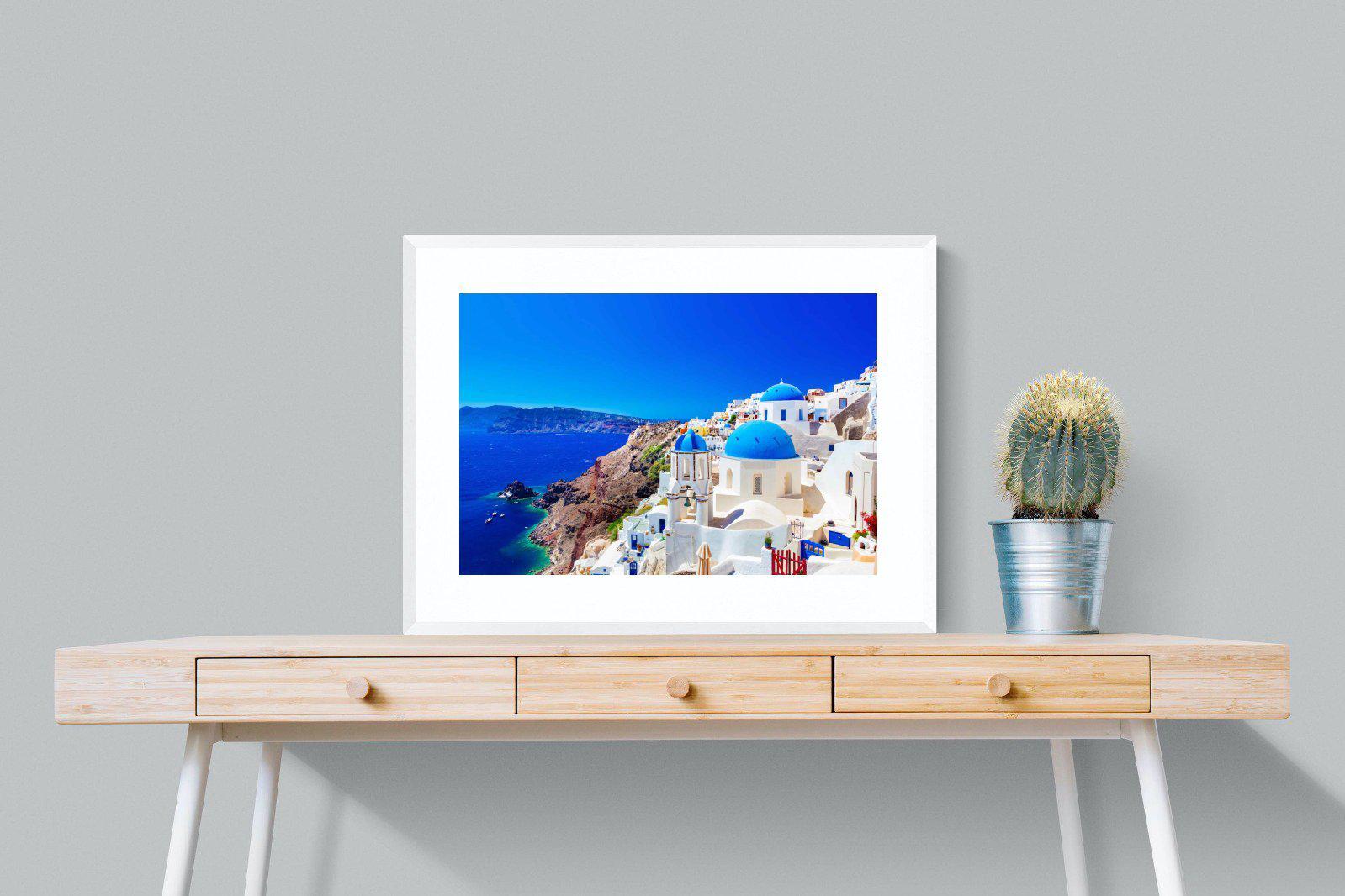 Oia Town-Wall_Art-80 x 60cm-Framed Print-White-Pixalot