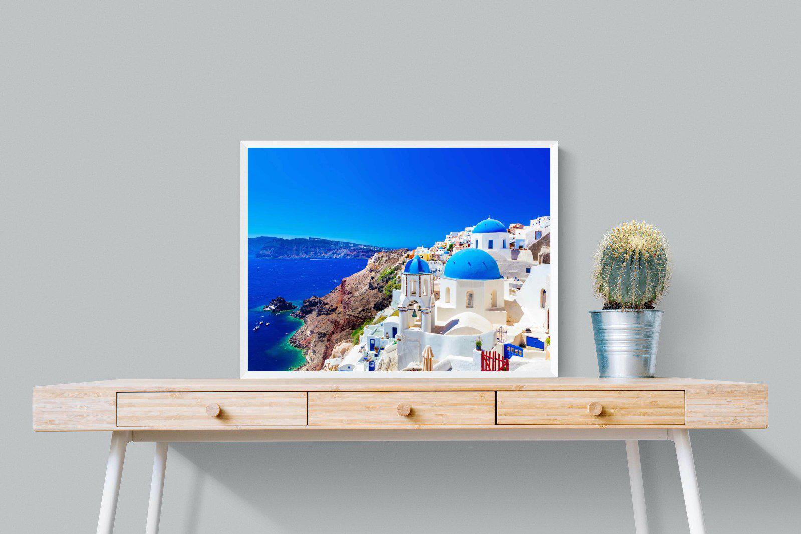 Oia Town-Wall_Art-80 x 60cm-Mounted Canvas-White-Pixalot