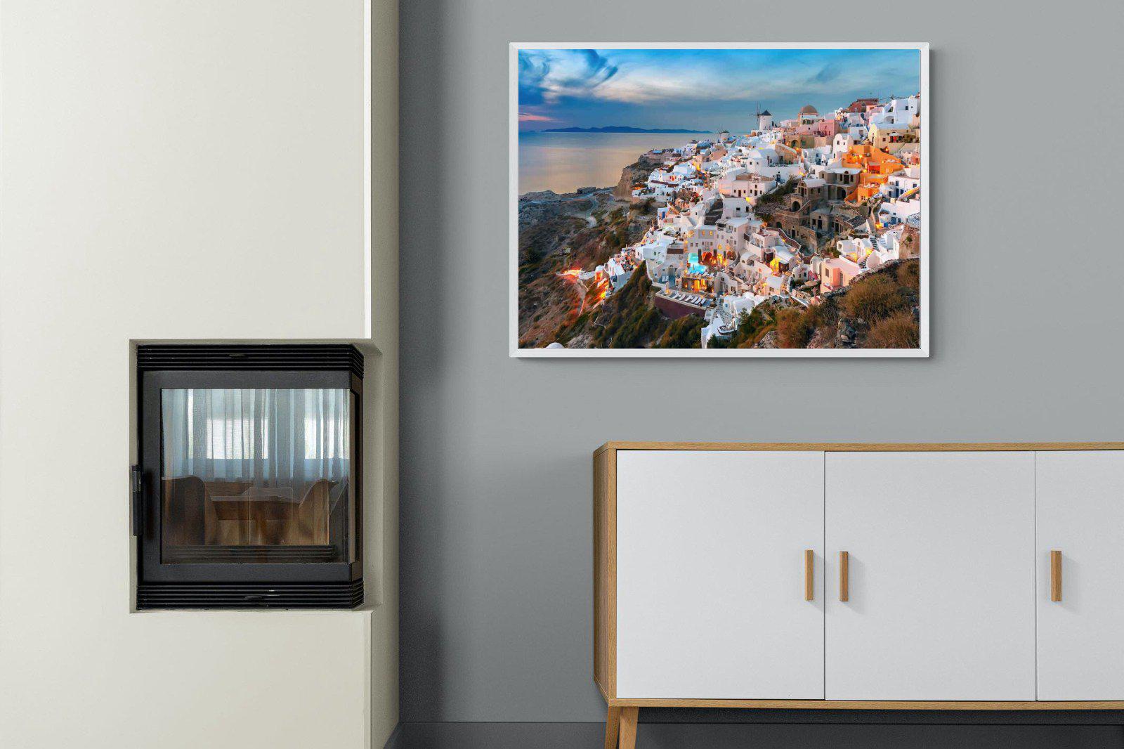 Oia at Sunset-Wall_Art-100 x 75cm-Mounted Canvas-White-Pixalot