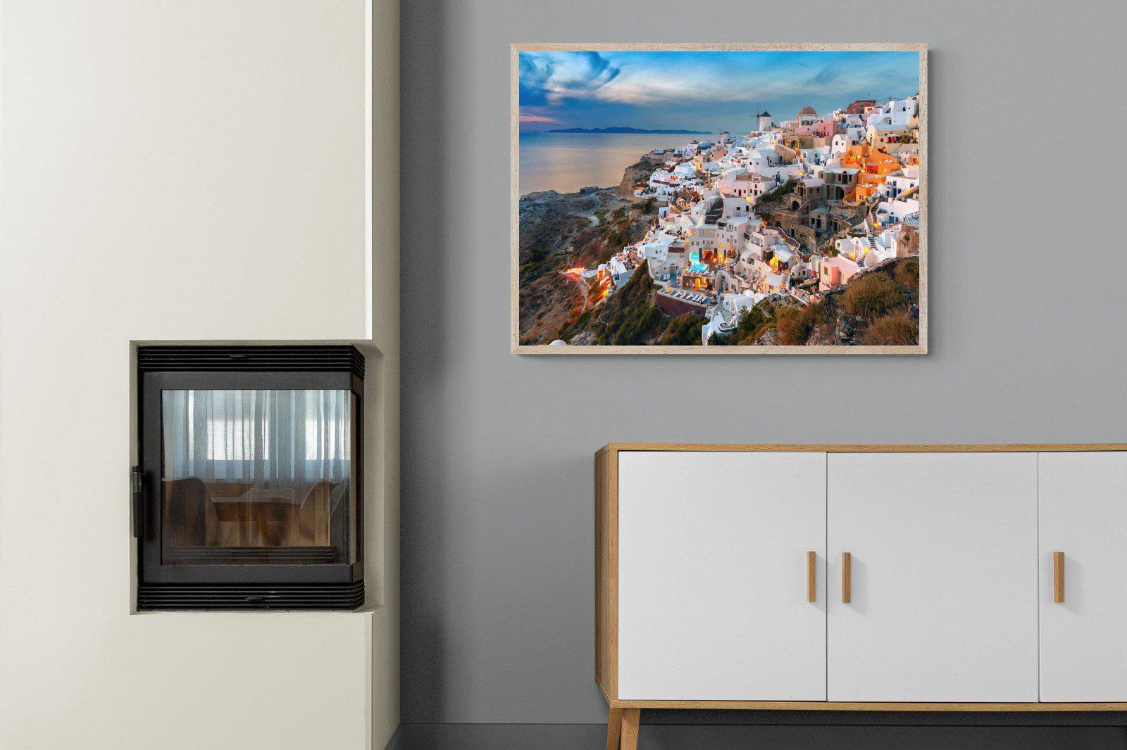 Oia at Sunset-Wall_Art-100 x 75cm-Mounted Canvas-Wood-Pixalot