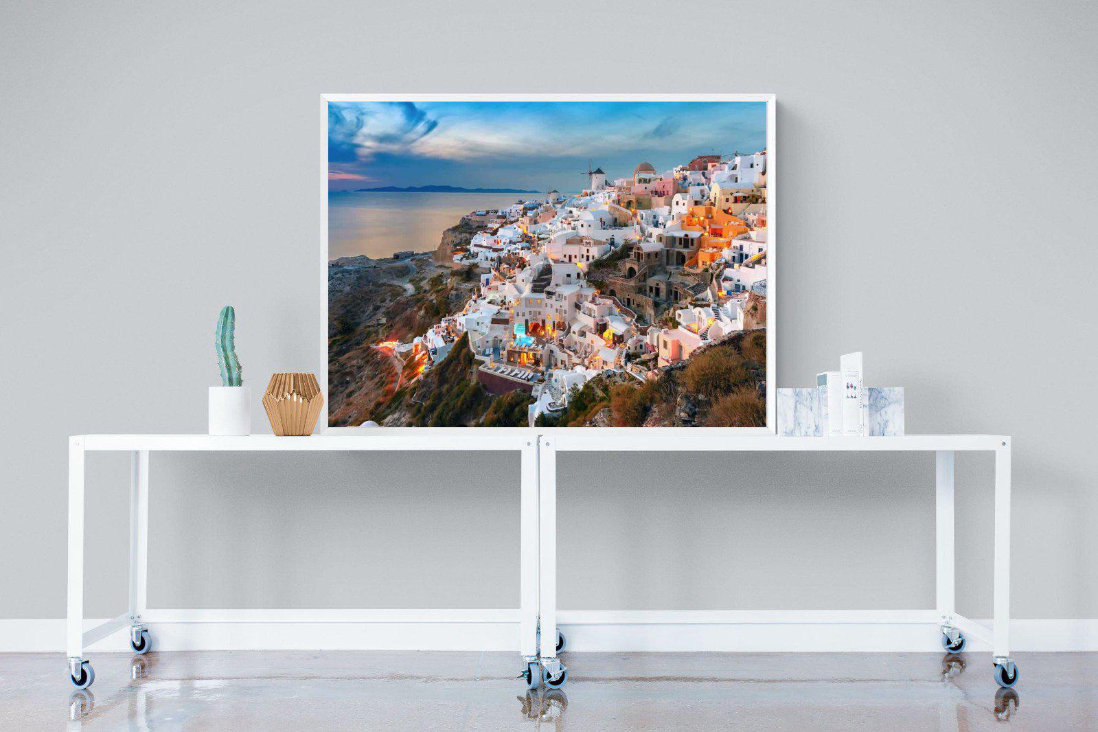 Oia at Sunset-Wall_Art-120 x 90cm-Mounted Canvas-White-Pixalot