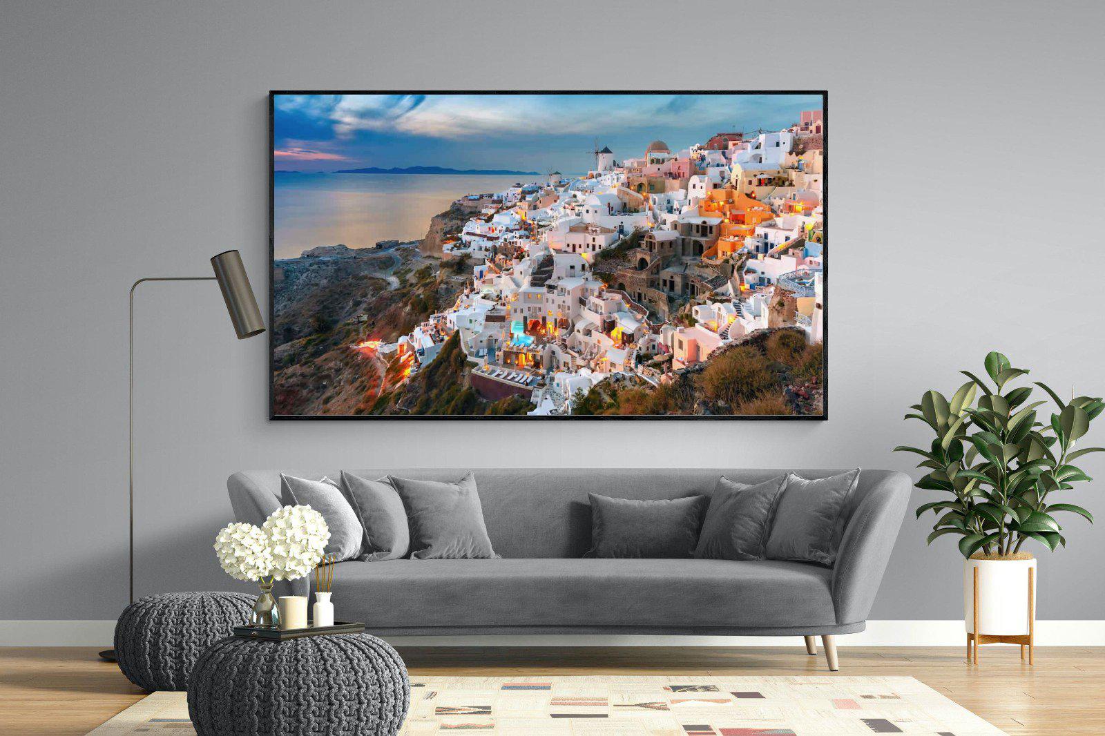 Oia at Sunset-Wall_Art-220 x 130cm-Mounted Canvas-Black-Pixalot