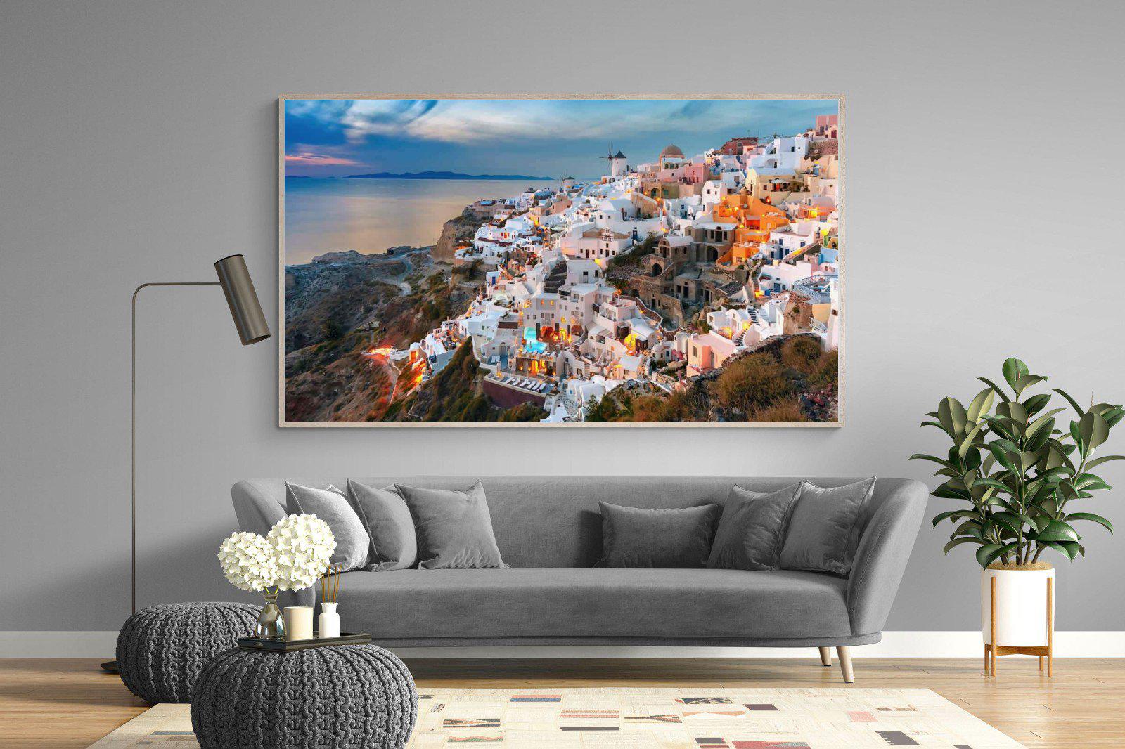 Oia at Sunset-Wall_Art-220 x 130cm-Mounted Canvas-Wood-Pixalot