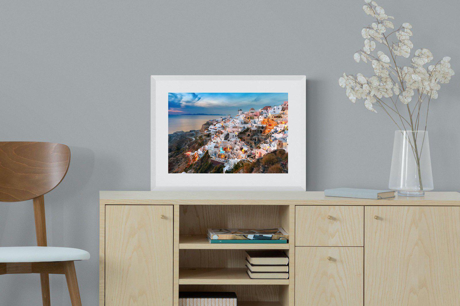 Oia at Sunset-Wall_Art-60 x 45cm-Framed Print-White-Pixalot