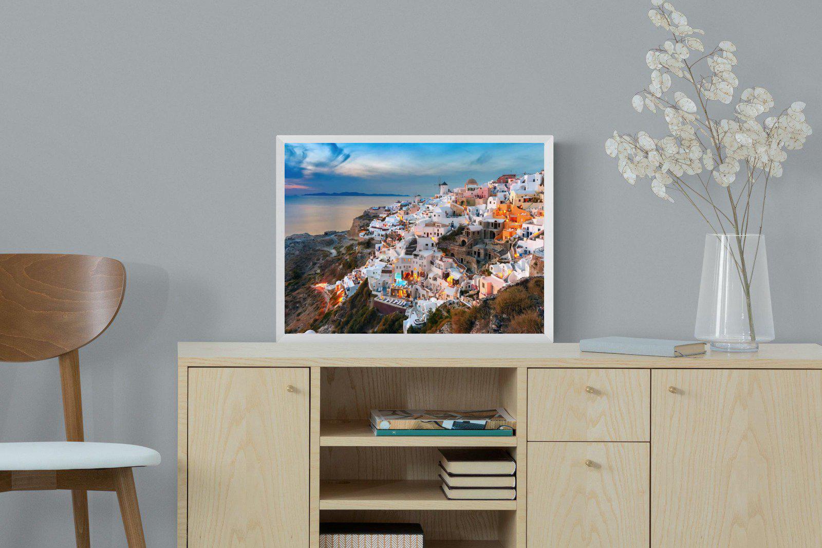 Oia at Sunset-Wall_Art-60 x 45cm-Mounted Canvas-White-Pixalot