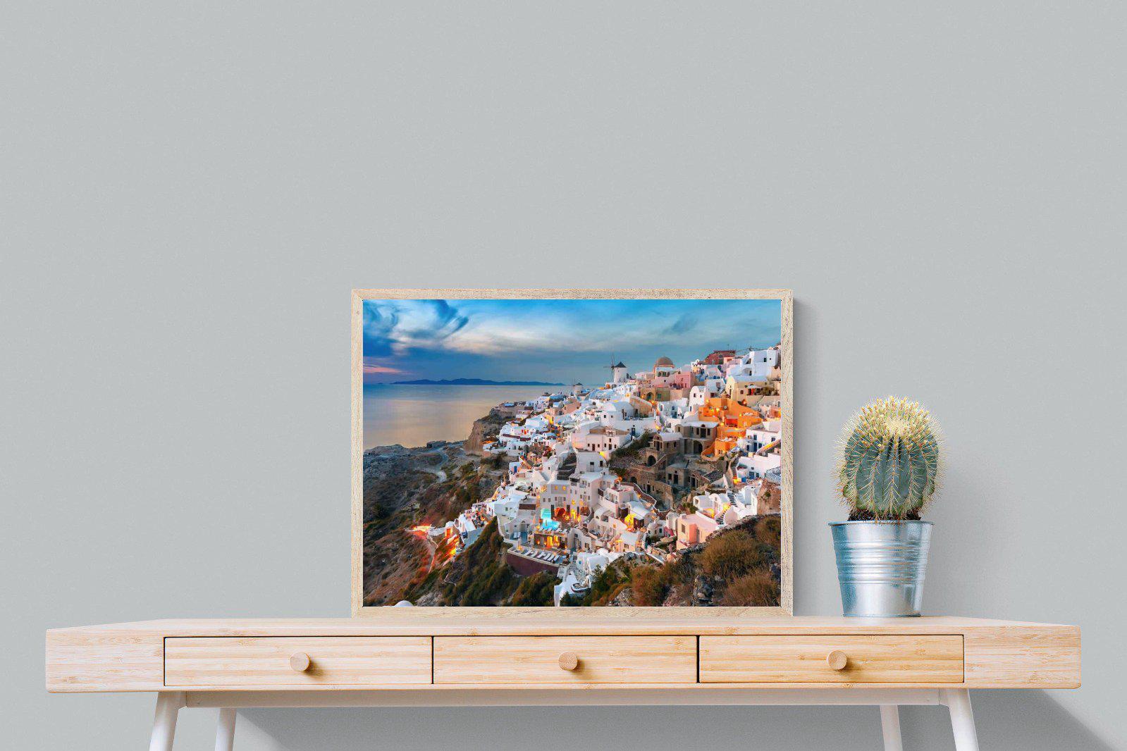 Oia at Sunset-Wall_Art-80 x 60cm-Mounted Canvas-Wood-Pixalot