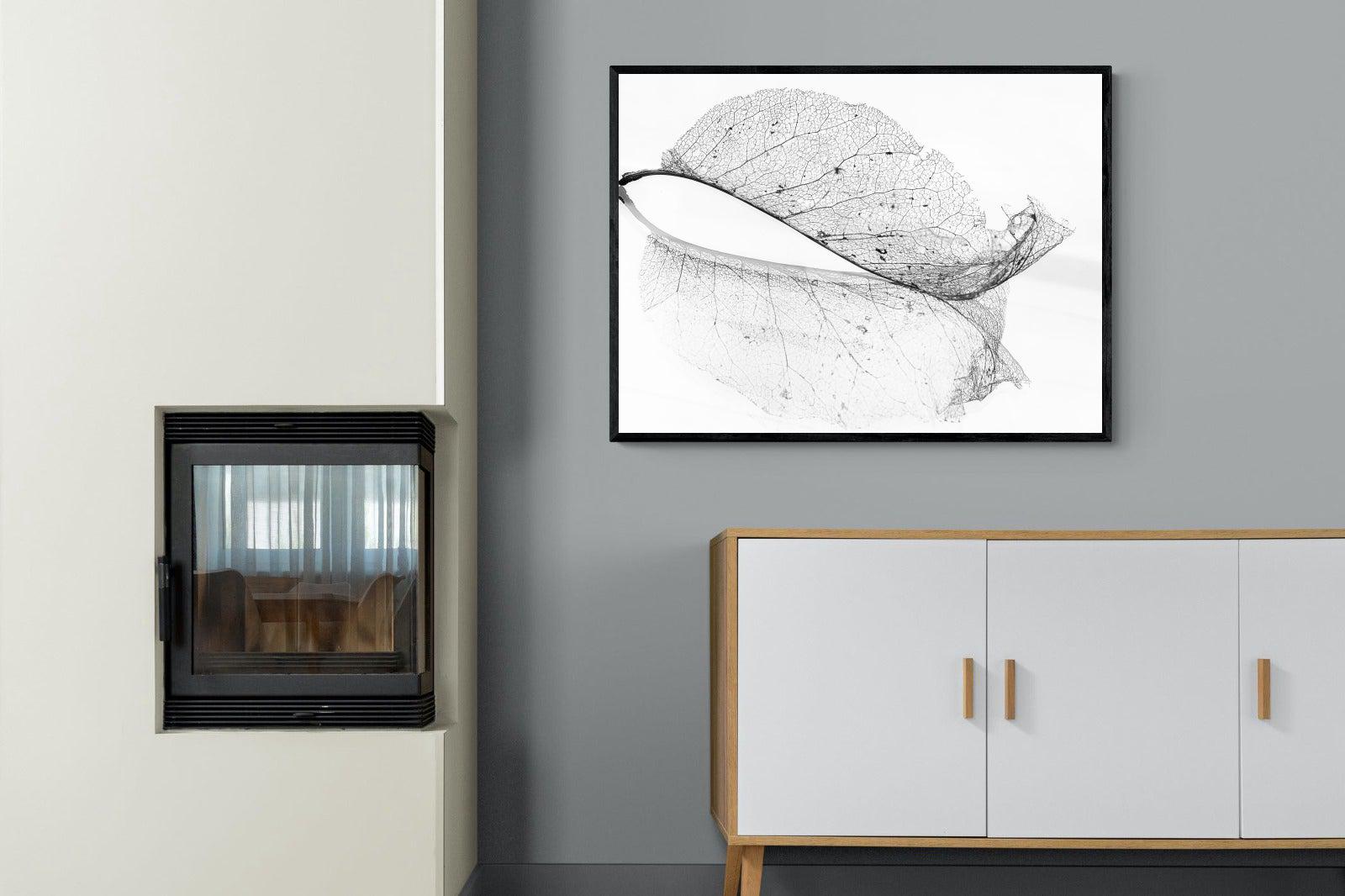 Old Leaf-Wall_Art-100 x 75cm-Mounted Canvas-Black-Pixalot