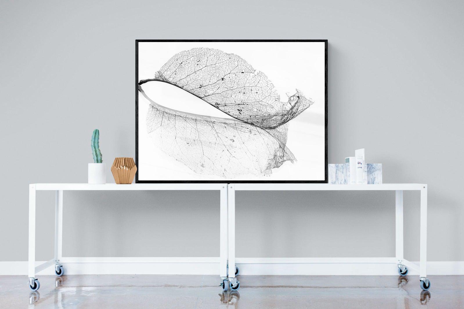 Old Leaf-Wall_Art-120 x 90cm-Mounted Canvas-Black-Pixalot