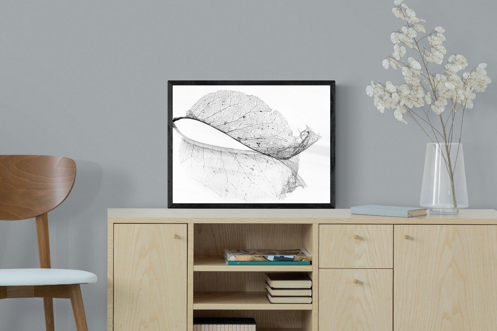 Old Leaf-Wall_Art-60 x 45cm-Mounted Canvas-Black-Pixalot