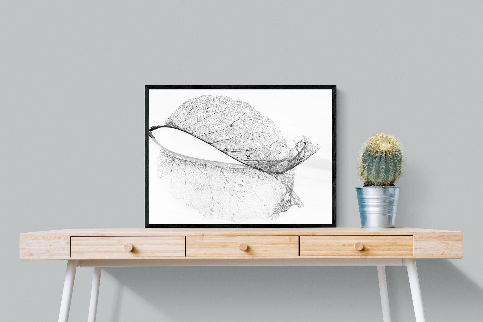 Old Leaf-Wall_Art-80 x 60cm-Mounted Canvas-Black-Pixalot