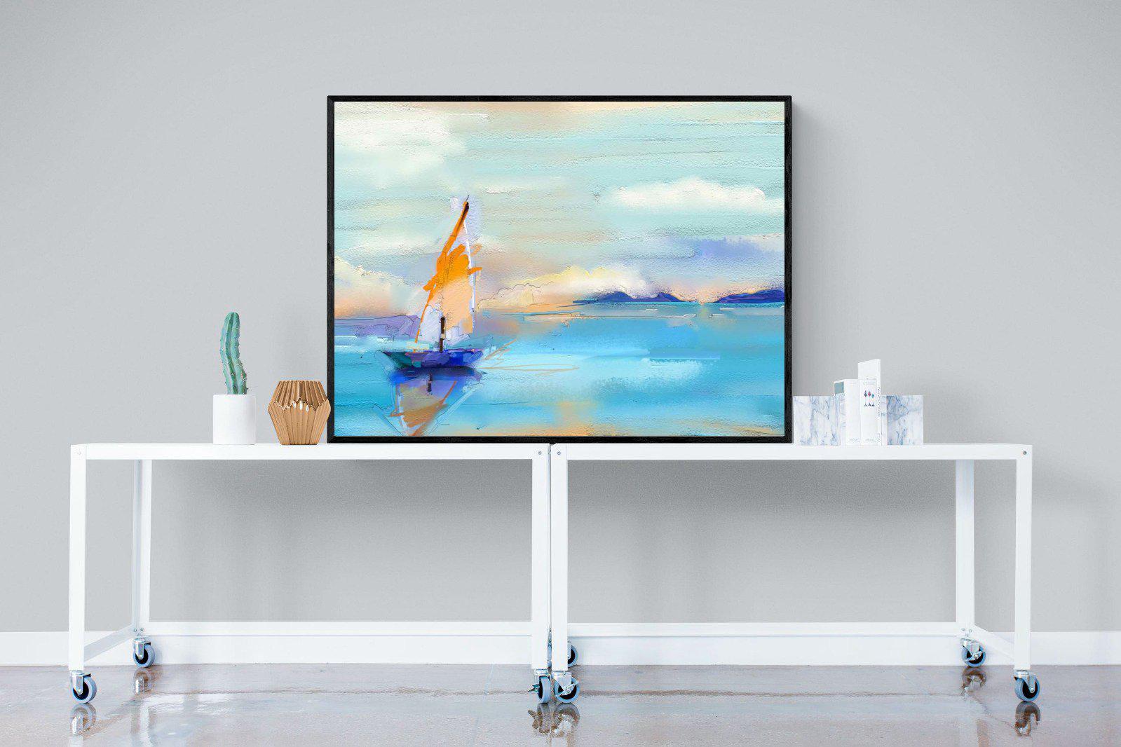 One Sail-Wall_Art-120 x 90cm-Mounted Canvas-Black-Pixalot