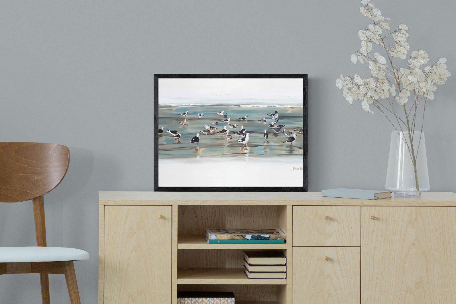 Painted Gulls-Wall_Art-60 x 45cm-Mounted Canvas-Black-Pixalot