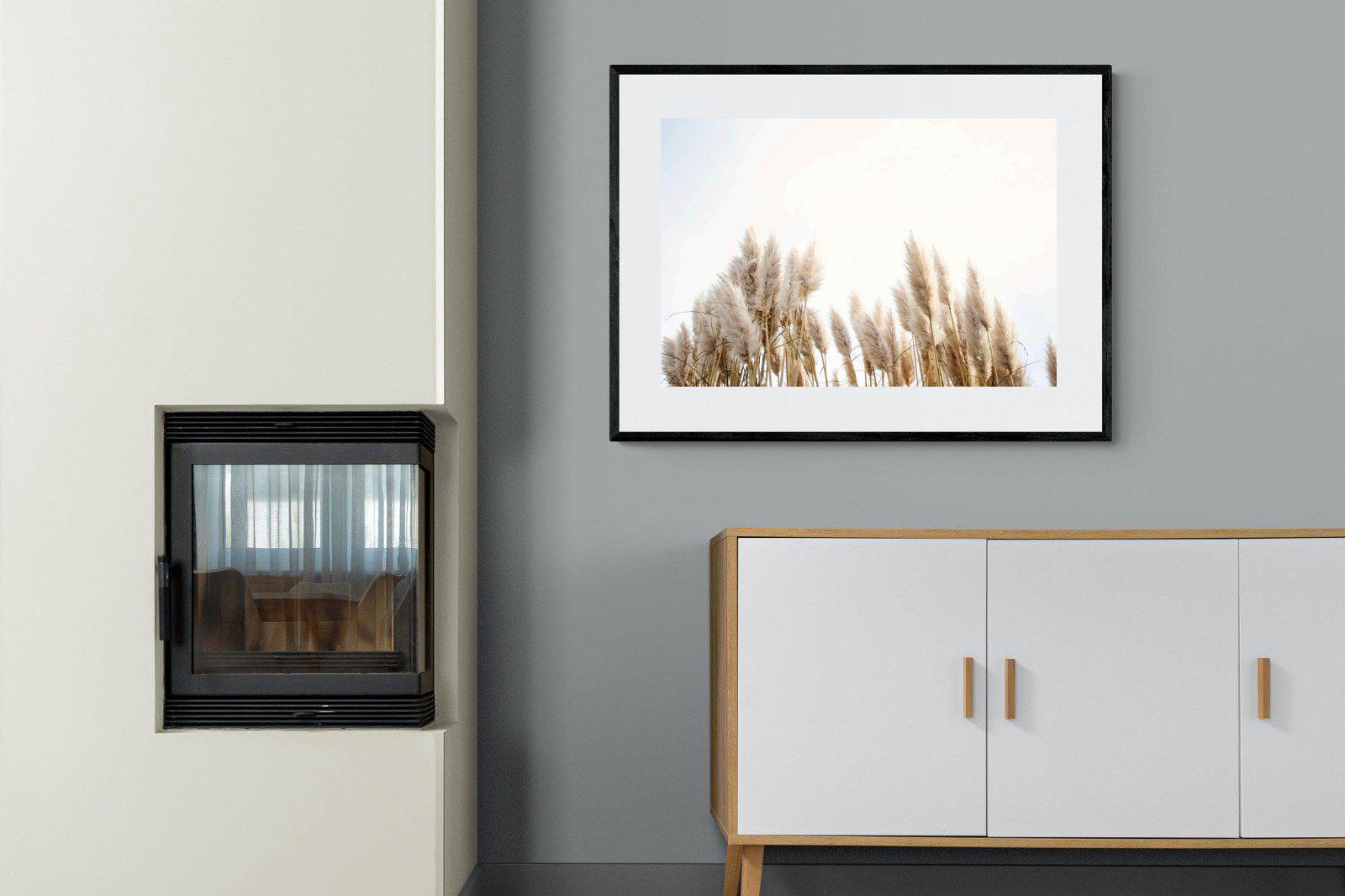 Pampas Grass-Wall_Art-100 x 75cm-Framed Print-Black-Pixalot