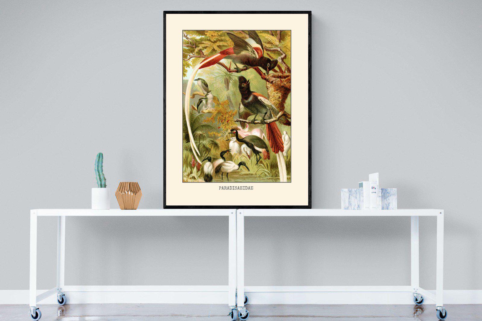 Paradise Flycatchers Etching-Wall_Art-90 x 120cm-Mounted Canvas-Black-Pixalot