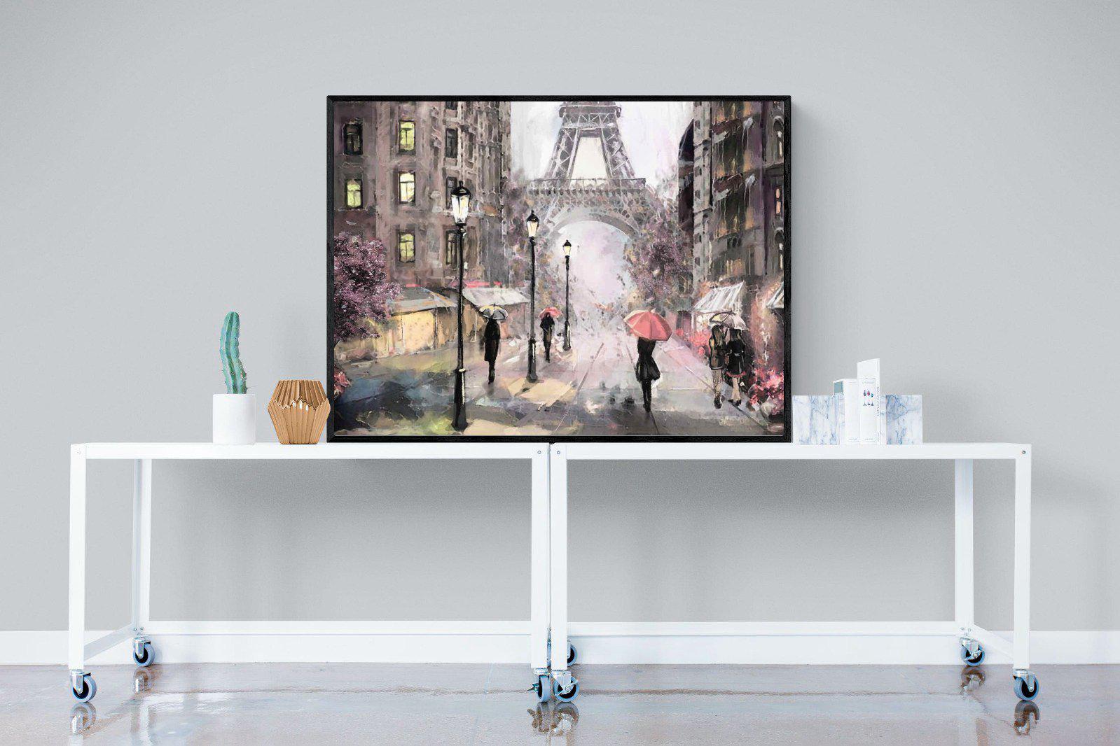 Paris by Oil-Wall_Art-120 x 90cm-Mounted Canvas-Black-Pixalot