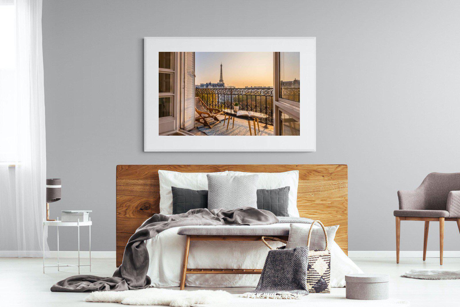 Parisian Balcony-Wall_Art-150 x 100cm-Framed Print-White-Pixalot