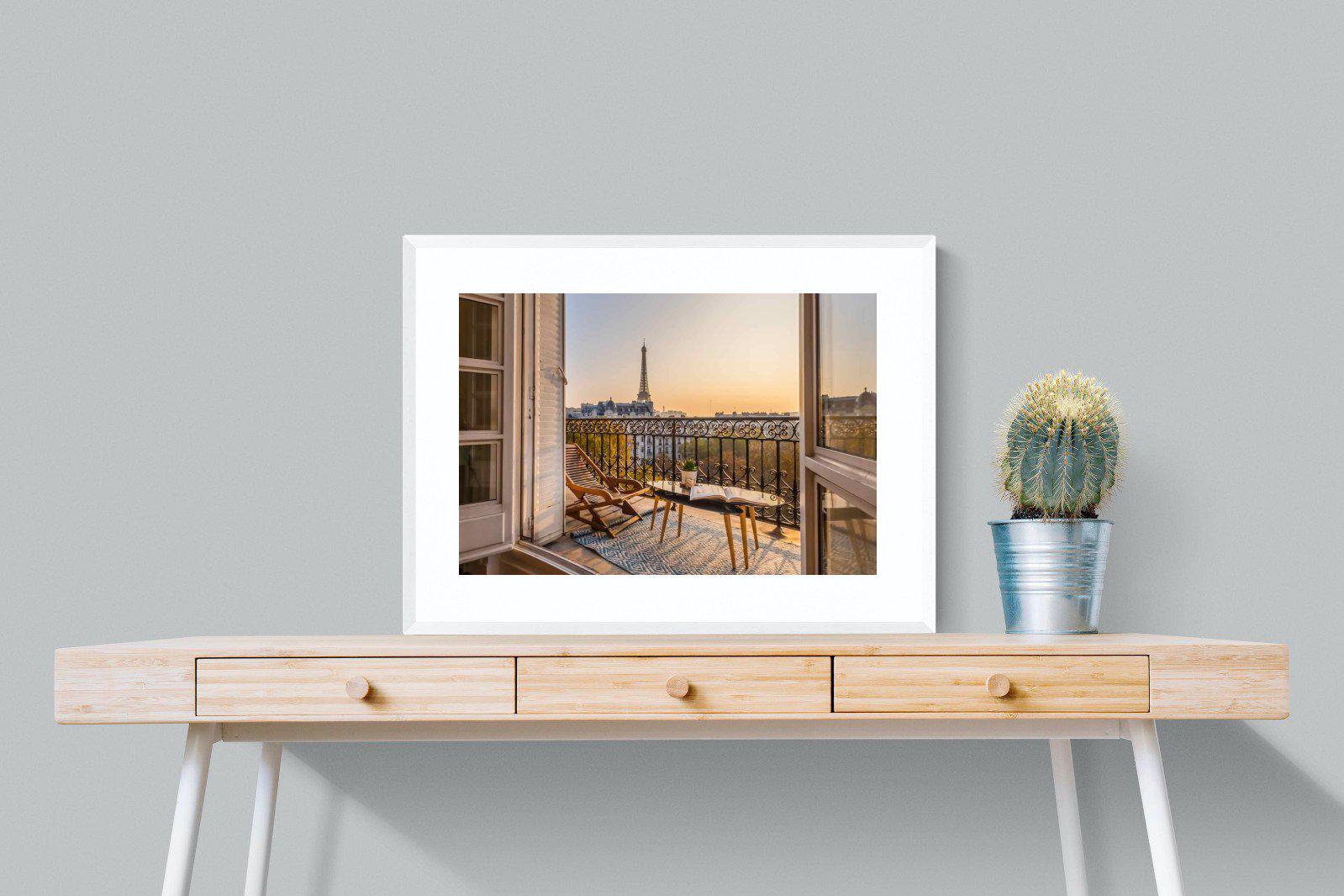 Parisian Balcony-Wall_Art-80 x 60cm-Framed Print-White-Pixalot