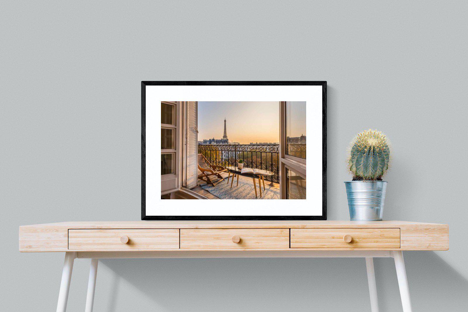 Parisian Balcony-Wall_Art-80 x 60cm-Framed Print-Black-Pixalot