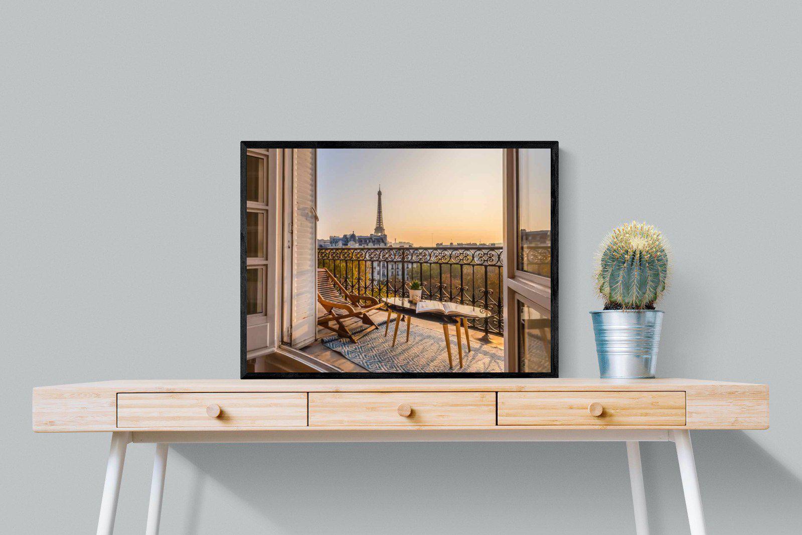 Parisian Balcony-Wall_Art-80 x 60cm-Mounted Canvas-Black-Pixalot