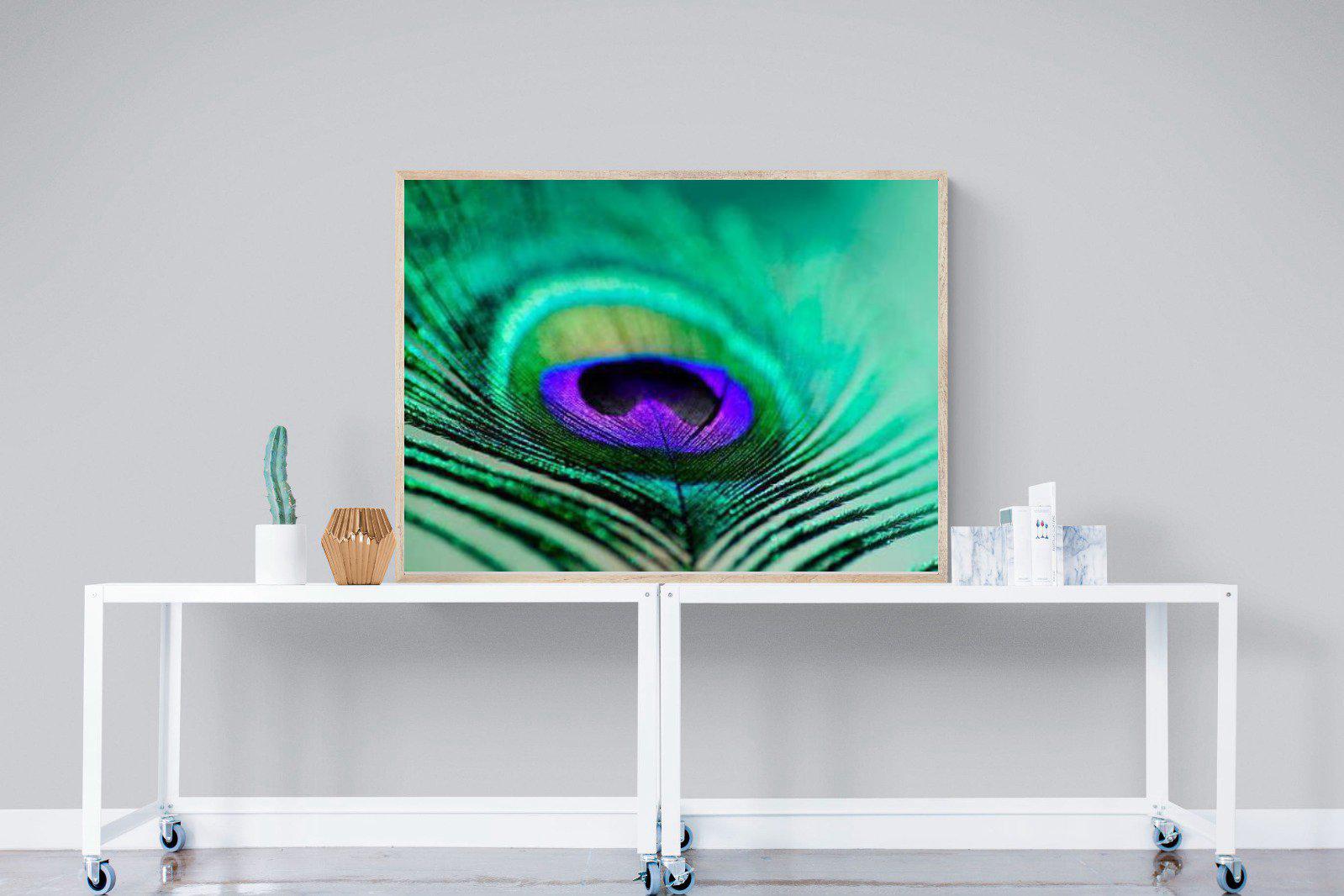 Peacock Feather-Wall_Art-120 x 90cm-Mounted Canvas-Wood-Pixalot