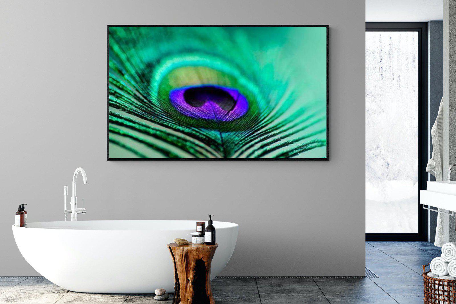 Peacock Feather-Wall_Art-180 x 110cm-Mounted Canvas-Black-Pixalot