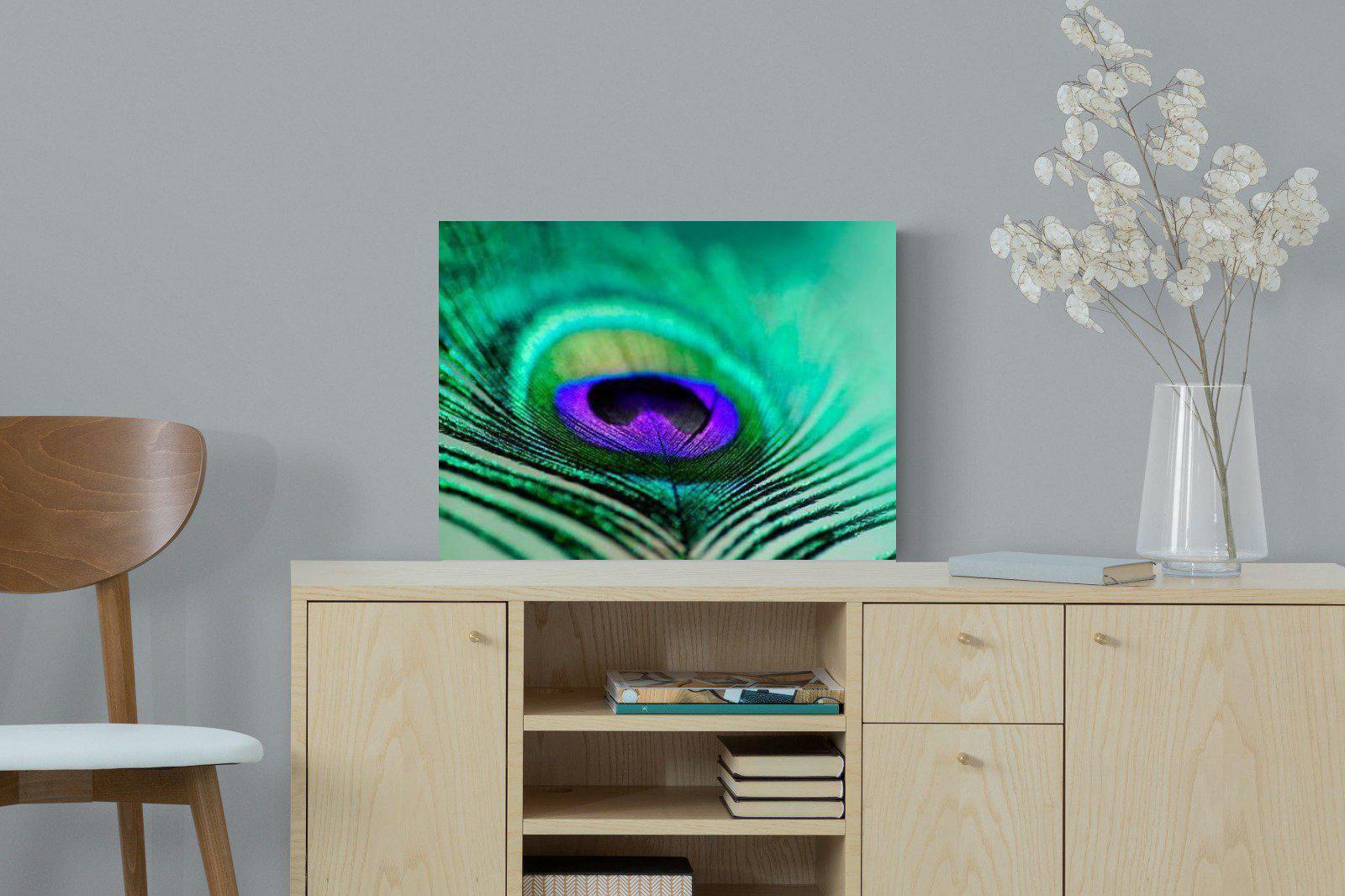 Peacock Feather-Wall_Art-60 x 45cm-Mounted Canvas-No Frame-Pixalot