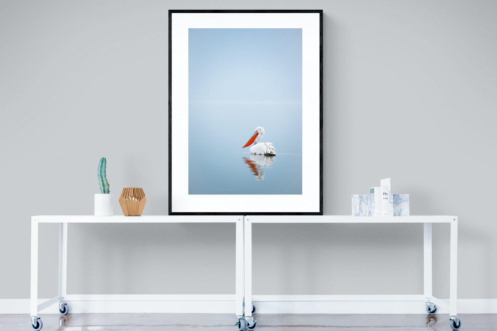 Pelican Blue-Wall_Art-90 x 120cm-Framed Print-Black-Pixalot