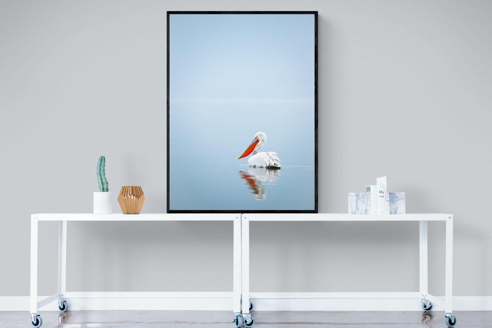 Pelican Blue-Wall_Art-90 x 120cm-Mounted Canvas-Black-Pixalot